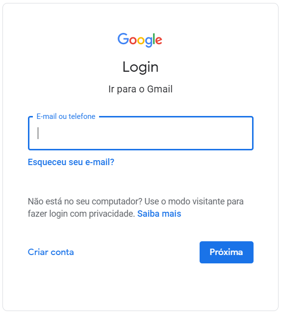 criar conta gmail google